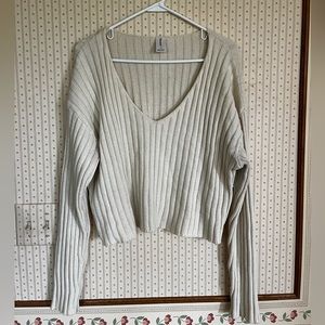 Abound Cropped Ribbed Cream Sweater | Size Medium